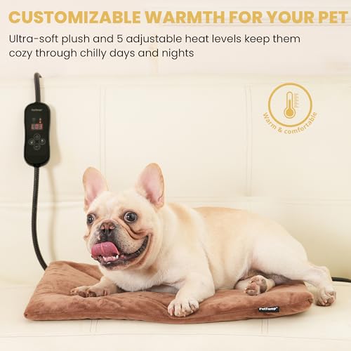 Pet Heating Pad for Cats and Dogs (Brown / M: 20" x 16")