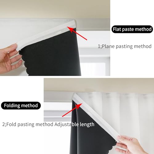 100% Blackout Stick Curtain Portable Black Out Curtains Adhesive Curtains for Bedroom Living Room No Drilling (White/ Thickened / 47"W x 59"L (Pack of 1))