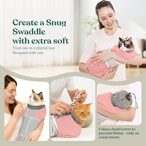 Cat Grooming Wrap for Cutting Nails (L: ( 18-24LB ) / Pink)
