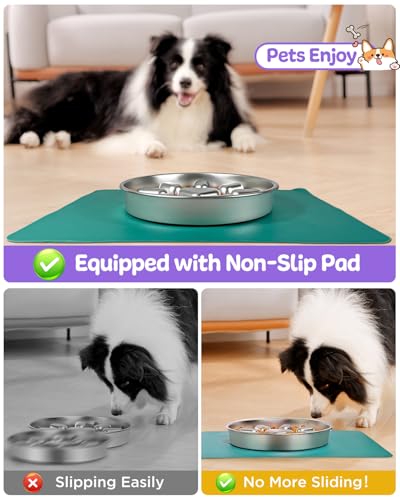 Slow Feeder Dog Bowls with Non (2 Cup Single Pack)