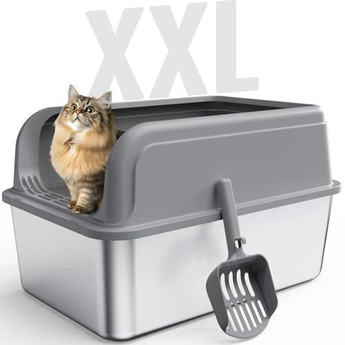 Stainless Steel Cat Litter Box (XXL (1 Pack) / Grey)