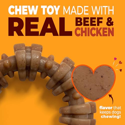 Strong Chew Ring Dog Chew Toy Made with Real Beef & Chicken (Textured Ring / X-Large)