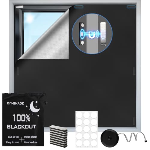 100% Magnetic Black Out Window Cover 79" x 58" Blackout Blinds No Drill (79" X 58")