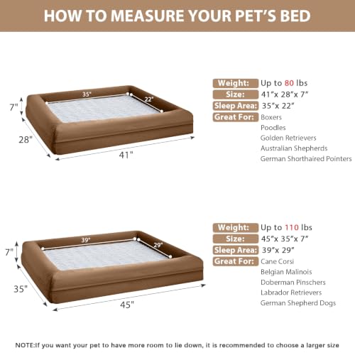 XL Extra Large Orthopedic for Senior Dog Bed Comfy Sleeping (Brown / X-L (41x28x7in))