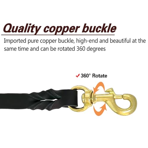 Leather Dog Leash 8ftx1 (8ft x 1/2'' / Black)