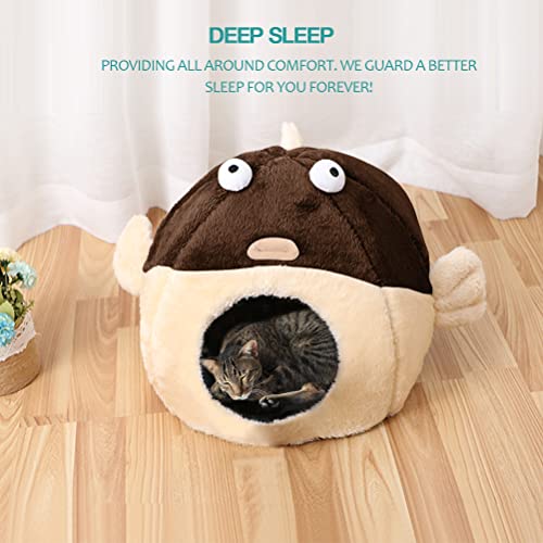Cat Beds for Indoor Cats (L 16.5'' / brown)