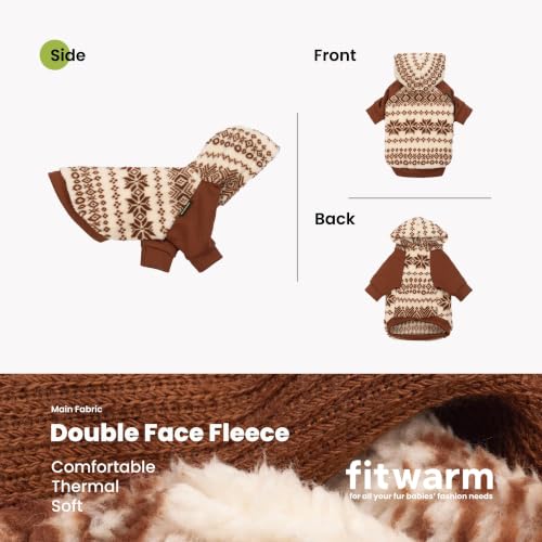 Snowflake Dog Fleece Hoodie (X-Large / Brown)