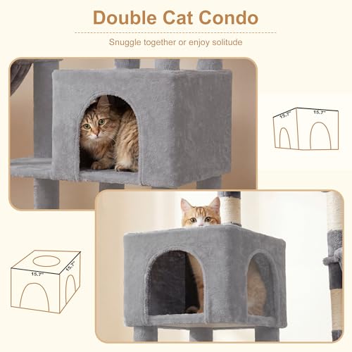 68.1" Cat Tree with Oversized Top Platform & Wide Base HCT059W (Light Gray / 68.1 inch)