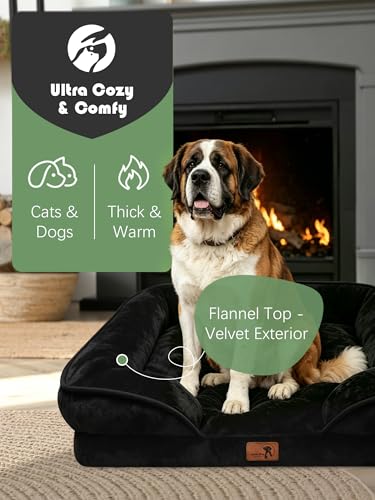 Orthopedic Dog Bed with Sides (53.0"L x 42.0"W x 8.0"Th / Black)