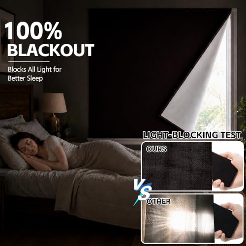 Self Adhesive Blackout Curtains (Dark Coffee / 46"W x 60"H)