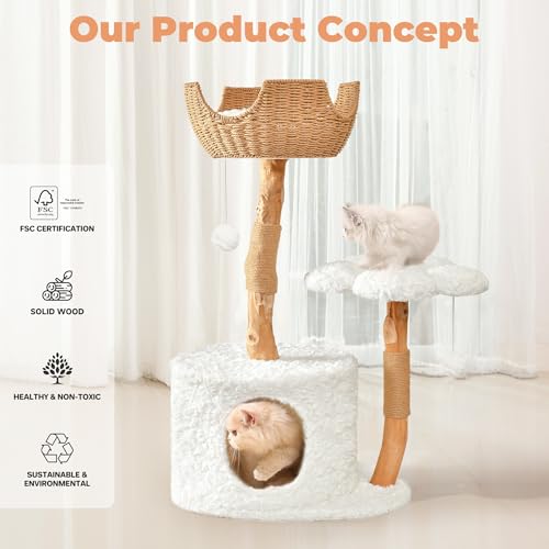Modern Cat Tree (White / 39.3'')