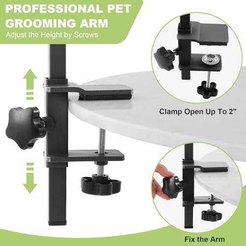 Home Dog Grooming Table Arm with Hammock 35" Height Adjustable Dog Grooming Arm with Clamp No (Black / Small/Medium)