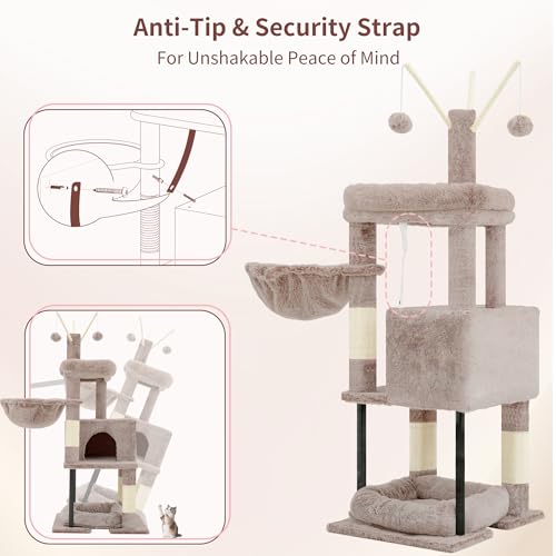 Cat Tree 45.3" Cat Tower for Indoor Cats with Large Perch HCT202SMU (45.3 inch / Muchroom)
