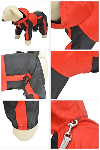 American Bully Pitbull Dog Hooded Raincoat (B-S (for Bulldog/Beefy dog) / Red)