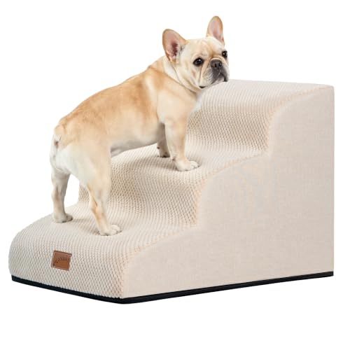 Dog Stairs for Small Dogs (Beige / 3-Step (22.4"D x 15.7"W x 15.7"H))