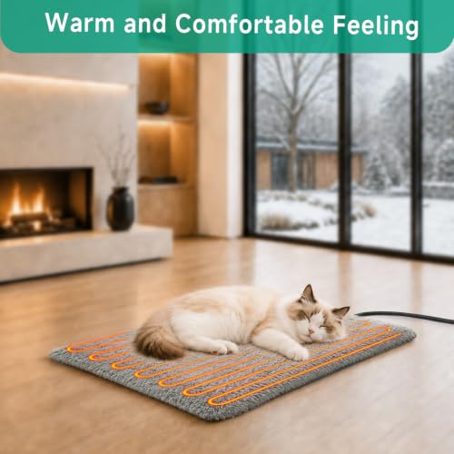 Smart Heated Cat Bed Cave Pet House Cushion Indoor Cats & Small Dogs (Gray L)