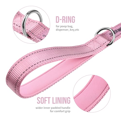 No Pull Dog Leash with Handle for Medium Large Dogs (Pink / 6FT)