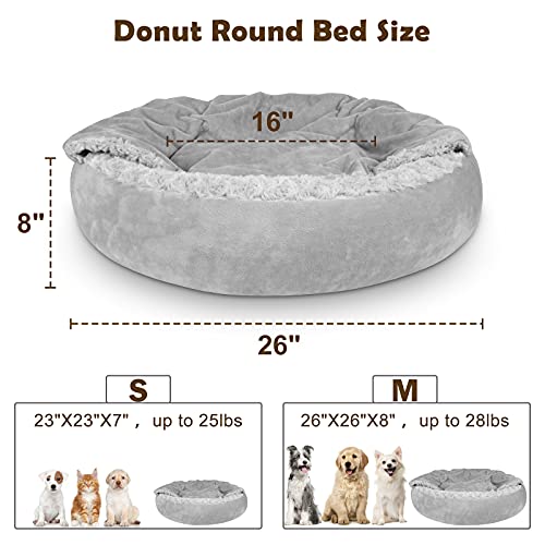 Dog Beds for Small Medium Dogs (M(26" x 26" x 8") / Grey)