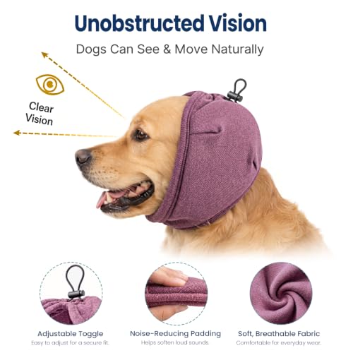 Dog Ear Muffs for Noise Protection Adjustable Ear Wrap Dark Red S (Dark Red - S / Small)