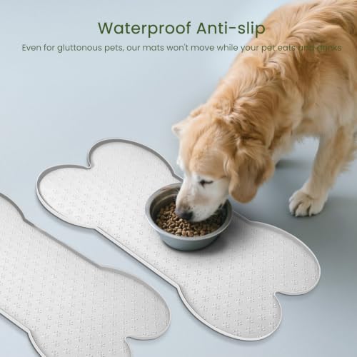 Dog Food Mat Anti (19.4" x 9.8"-2PCS / White)