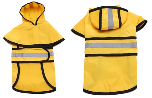 Dog Raincoat Hooded Reflective Waterproof Slicker Poncho (Yellow / XXL(15-22 pound))