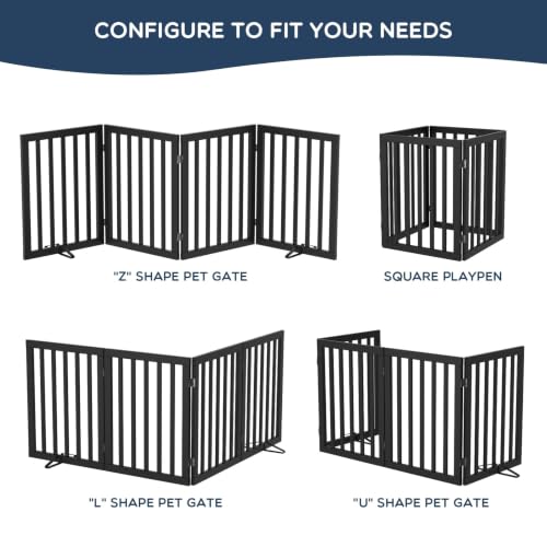 Freestanding Dog Gate Indoor (Black / 75”Wx24”H, 4 Panles)