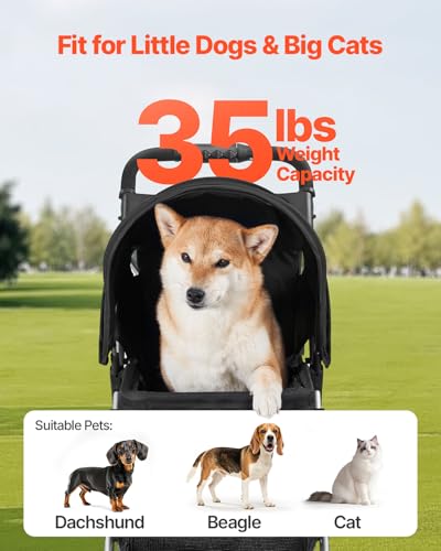 Pet Stroller 35 lbs Weight Capacity (3 wheels, For Pets up to 35lbs)