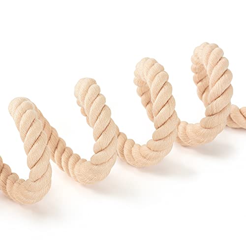 Dog Leash Braided Cotton Rope with Leather (Light Brown / 48 Inch-1/2")