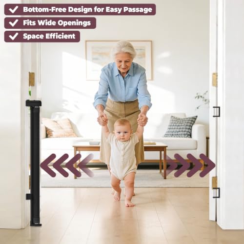 78" Retractable Extra Wide Baby Gates for Stairs (Black / 34" Tall x 78" Wide)