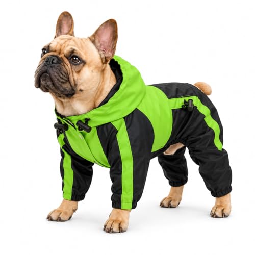 American Bully Pitbull Dog Hooded Raincoat (B-XL (for Bulldog/Beefy dog) / Green)