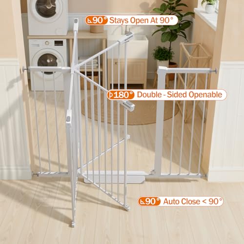 36" Extra Tall Baby Gate for Stairs (White / 29.7-51"W x 36"H)
