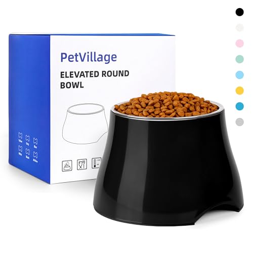 Dog Bowls Cone Friendly Non Slip Single Dog Bowl with Stainless Steel Inner (Large(3 Cups) / Black)