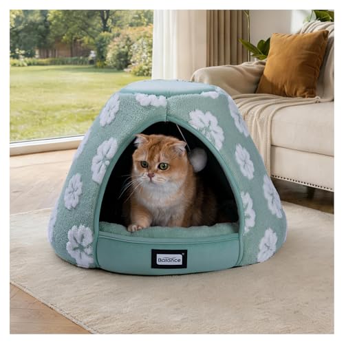 Cat Beds for Indoor Cats (21"L x 21"W x 16"Th / Green)