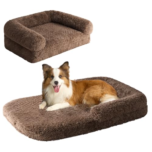 Foldable XXL Dog Bed for Large Sized Dog (54x38x7.5(Folded 38x27) / Brown)