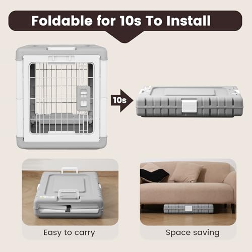 Collapsible Dog Crate for Medium (Grey / 28.0"L x 18.3"W x 20.9"H)