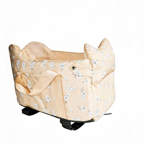 Center Console Dog Car Seat Safe Travel for Small Dogs Under 15 lbs (Apricot)