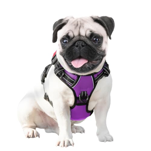No Pull Dog Harnesses for Small Dogs Reflective Adjustable (Small / Purple)