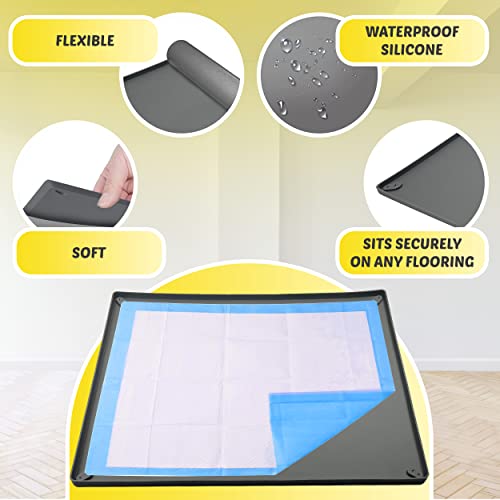 Dog Pee Pad Holder Tray Fits for 36” x 36” Pee Pads (36 x 36 Inches / Grey)