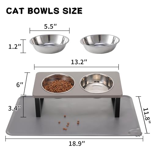 Upgraded Elevated Cat Bowls with Food Mat