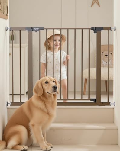 29.5 40.5" Baby Gate for Stairs (Brown / 29.5-40.5"W x 30"H)