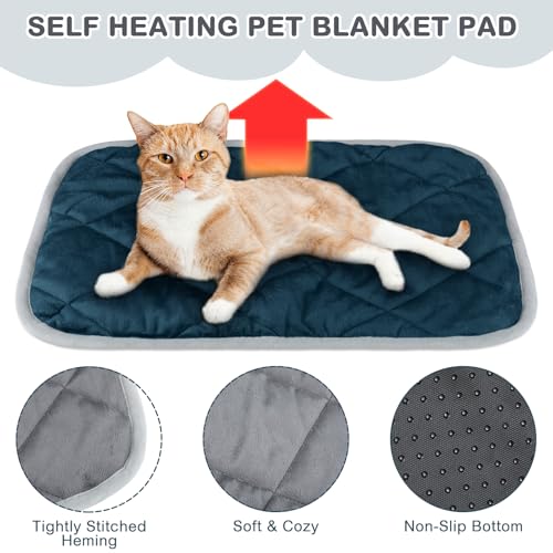 4 Pack Self Heating Cat Pad Self Warming Dog Mat Reflects Body Heat Extra Warm Thermal Pet Pad Washable Dog Cat Bed Crate Bed Mat Blanket (16 x 20 Inch / Mixing Colors)