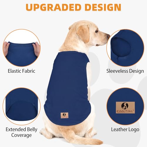 Boy Dog Clothes for Large Dogs (Navy Blue&Grey / XXX-Large(Chest 31", Back 25"))