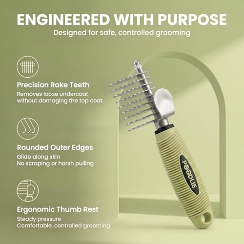 Poodle Dematting Fur Rake Comb Brush for Dogs and Cats (Green / Dematting Comb)