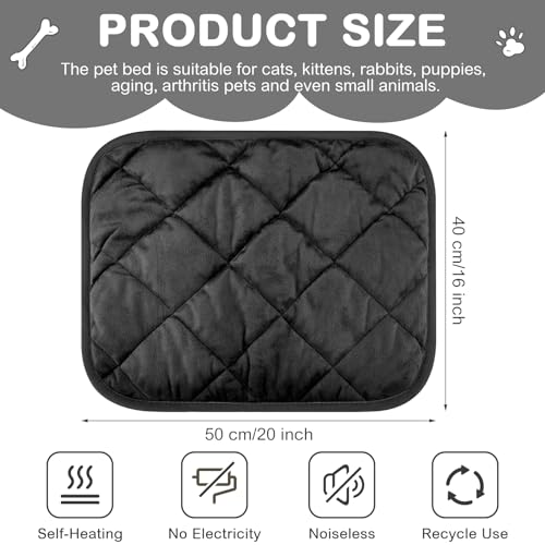 4 Pack Self Heating Cat Pad Self Warming Dog Mat Reflects Body Heat Extra Warm Thermal Pet Pad Washable Dog Cat Bed Crate Bed Mat Blanket (16 x 20 Inch / Black)