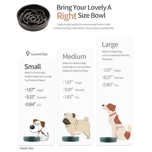 Black Ceramic Dog Bowl Slow Feeder for Medium and Large Breed (8.26 In Black Slow Feeder Bowl / Black)
