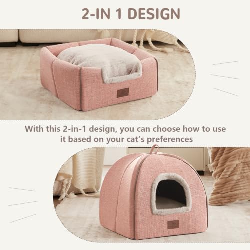 Cat Beds for Indoor Cats (M(15 X 15 X 15 Inch) / Pink)