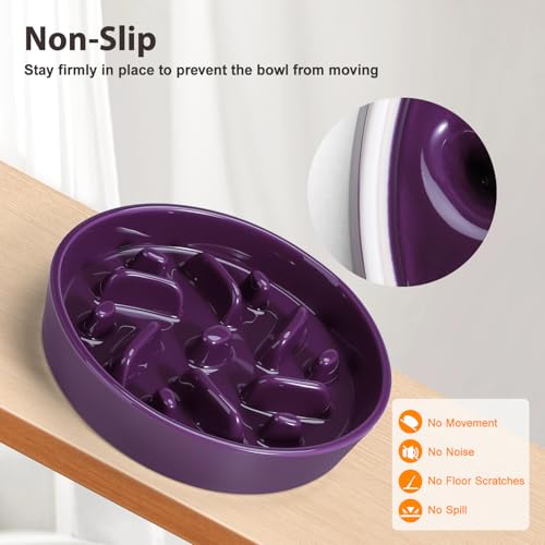 Ceramic Slow Feeder Dog Bowl (Maze - Deep purple / 2 Cups)