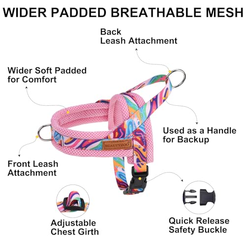 Dog Harness Medium Sized and Leash Set (Mix Pink / M: Chest 21"-26.7")