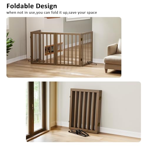 Dog Gate for Stairs (Black Walnut / 4 Panel - 74 inches Wide)