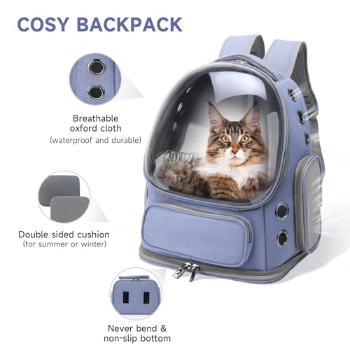 Cat Backpack Carrier Large Space Bubble Backpack up to 12lbs Blue (Blue)